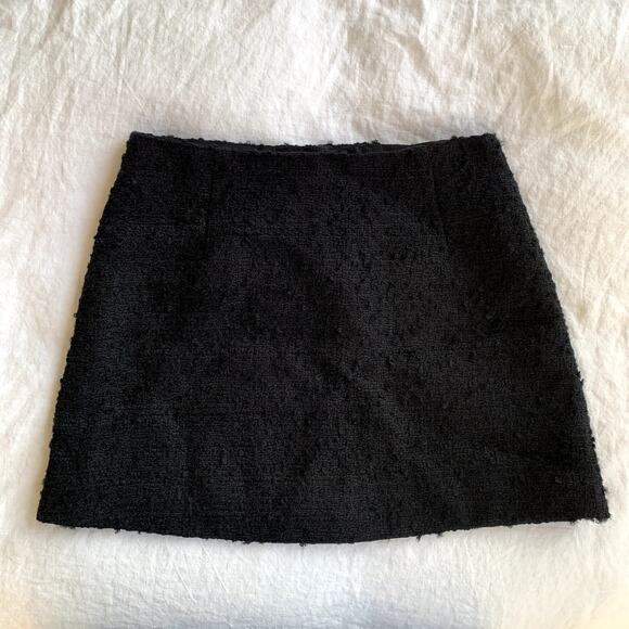 Doen Elina Tweed Boucle Button Pocket High Waist A Line Mini Skirt Black - Picture 12 of 15